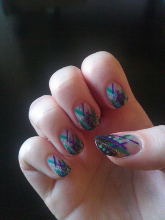 zwart glitter french met nailart